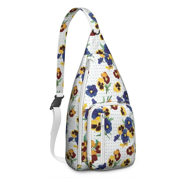 Boho Floral Sling Backpack – Vintage Botanical Watercolor Wildflower Crossbody Daypack with Romantic Garden & Artistic Bloom Pattern, Lightweight Travel Bag for Women & Nature Aesthetics