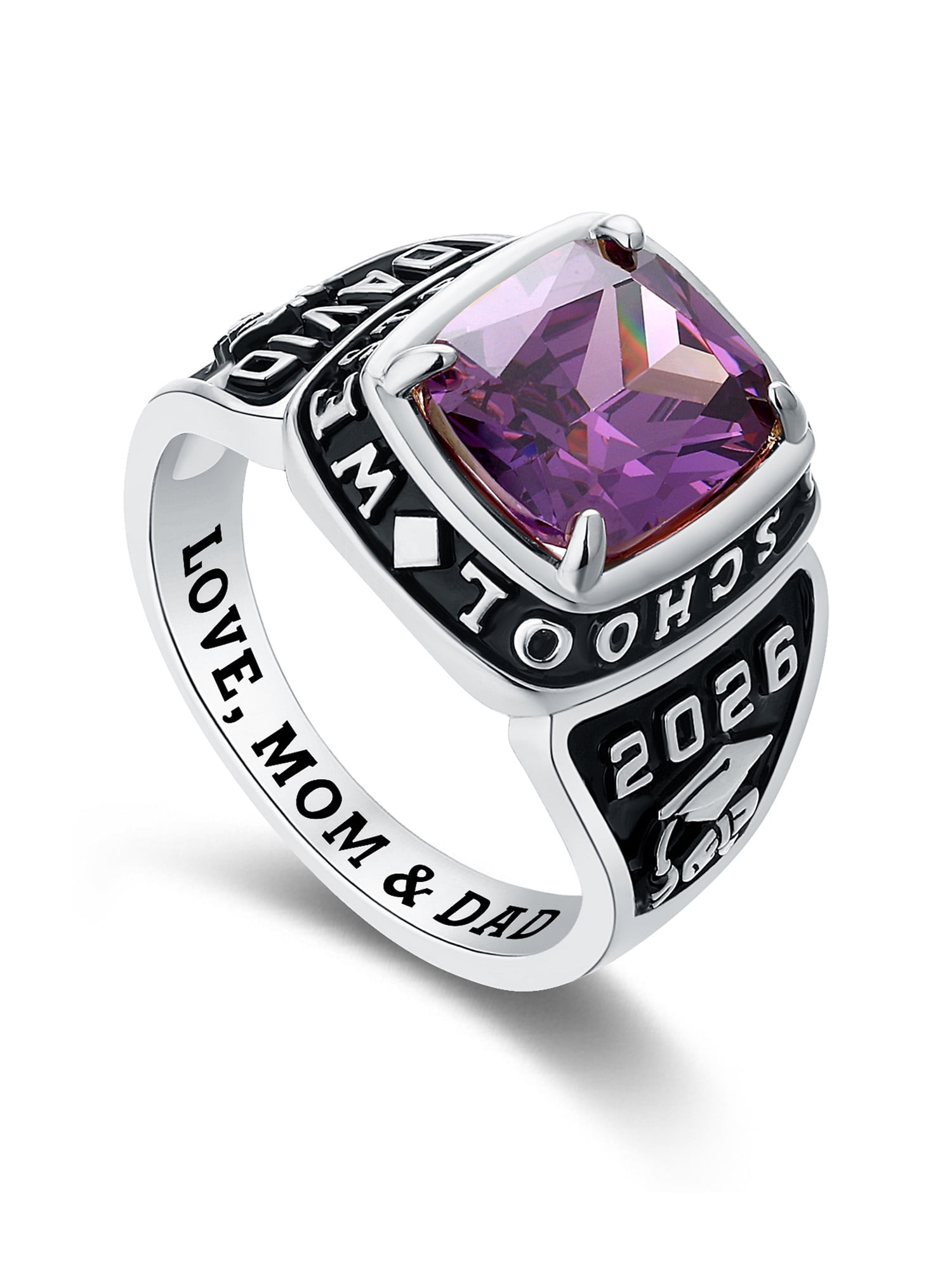 Mementos USA Custom Men's Class Rings Sterling Silver for High School and College-Platinum-Elite