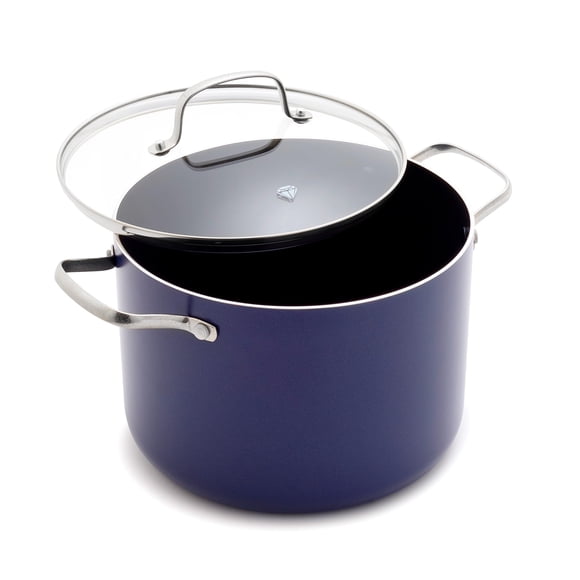 Olla antiadherente de 8 cuartos con tapa de vidrio cerámica sin PFAS para cocina multiusos salsas sopas pasta hervir y enlatar apta para lavaplatos y