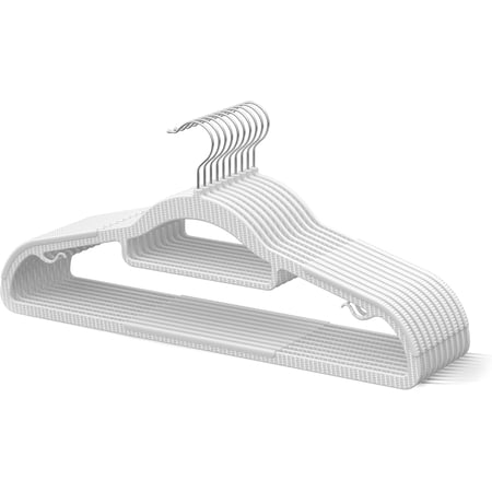 20 Pack Thin Space Saving Hangers, Slim Clothes Hangers with Raised Textured and 360° Hook - Plastic Hanger, Closet Organizer for Lightweight Clothing, Shirts, Pants, Skirts - Ivory White