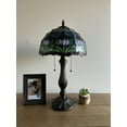 thumbnail image 4 of Tiffany Table Lamp Purple Blue Stained Glass Tulips Pull Chain Switches LED Bulbs Included for Living Room Dining Room Bedroom Bedside 12"W*12"D*22"H, 4 of 5