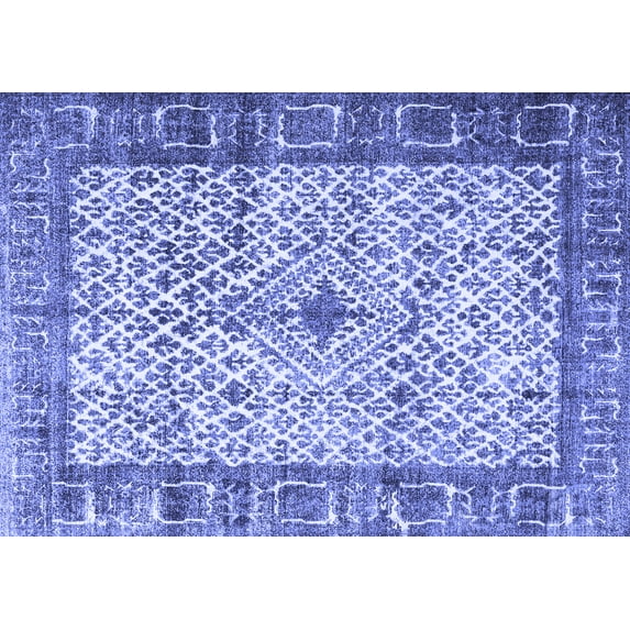Ahgly Company Machine Washable Indoor Rectangle Persian Blue Traditional Area Rugs, 2' x 5'