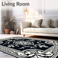 thumbnail image 2 of ODIKA 4'x6' Machine Washable Non-Slip Area Rug, Baroque Damask Swirl Featuring Artistic Curved Embellishments High Traffic Rug, Black, 531727, 2 of 7
