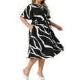 thumbnail image 2 of DARING DIVA Plus Size Short Sleeve Notched V Neck Midi Dress 1X Black, 2 of 6