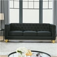 thumbnail image 3 of JERFIT Modern Chesterfield Velvet Sofa 3-Seater for Living Room with Tufted Back and Metal Legs, Square Arm Couch, Black, 3 of 10