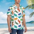 thumbnail image 2 of Lsque Colorful Dinosaur pattern Hawaiian Shirt for Men, Unisex Summer Beach Casual Short Sleeve Button Down Shirts-Medium, 2 of 9