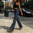 thumbnail image 6 of Oiangi Flare Work Pants for Women High Waisted Bell Bottoms Dress Pant Fall Casual Business Office Slacks with Pokcets Dark Gray 2XL, 6 of 8
