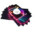 thumbnail image 3 of ZNDUO Placemats, 6 PCS Heat Resistant Stain Resistant Woven PVC Insulation Placemats, Durable Washable Elegant Table Mats for Dining-Colorful Planets Landscape, 18"x12", 3 of 6