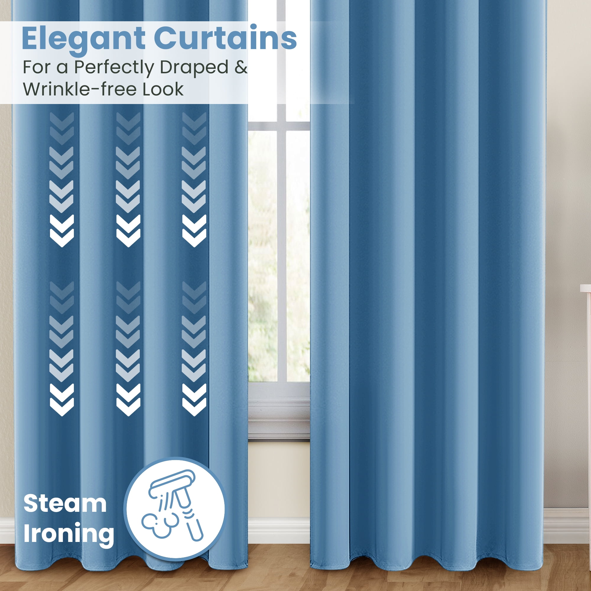 Lux Decor Collection Blackout Curtains for Living Room, Set of 2 Curtains for Bedroom, Thermal Insulated Blackout Curtains - 52"x63" - Blue
