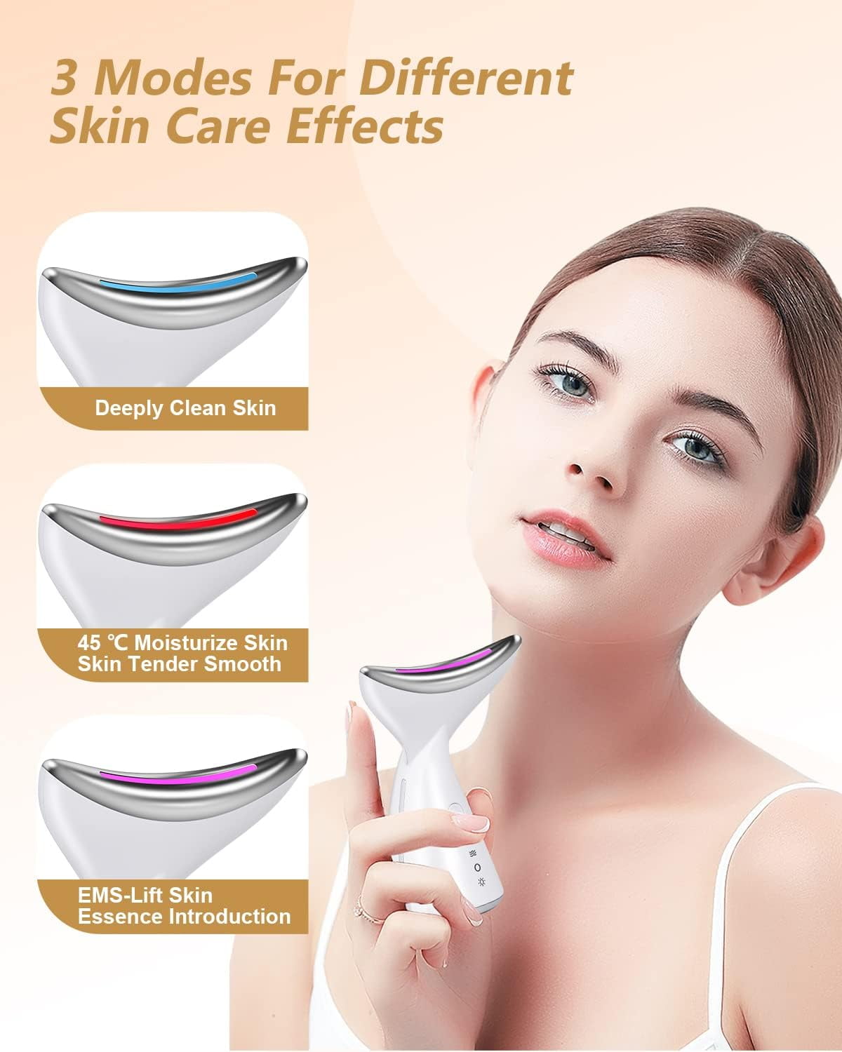 Face Massager for Face Neck Red Light Therapy Device 45℃ Heated Firming Wrinkle Removal Facial Massager 3 in 1