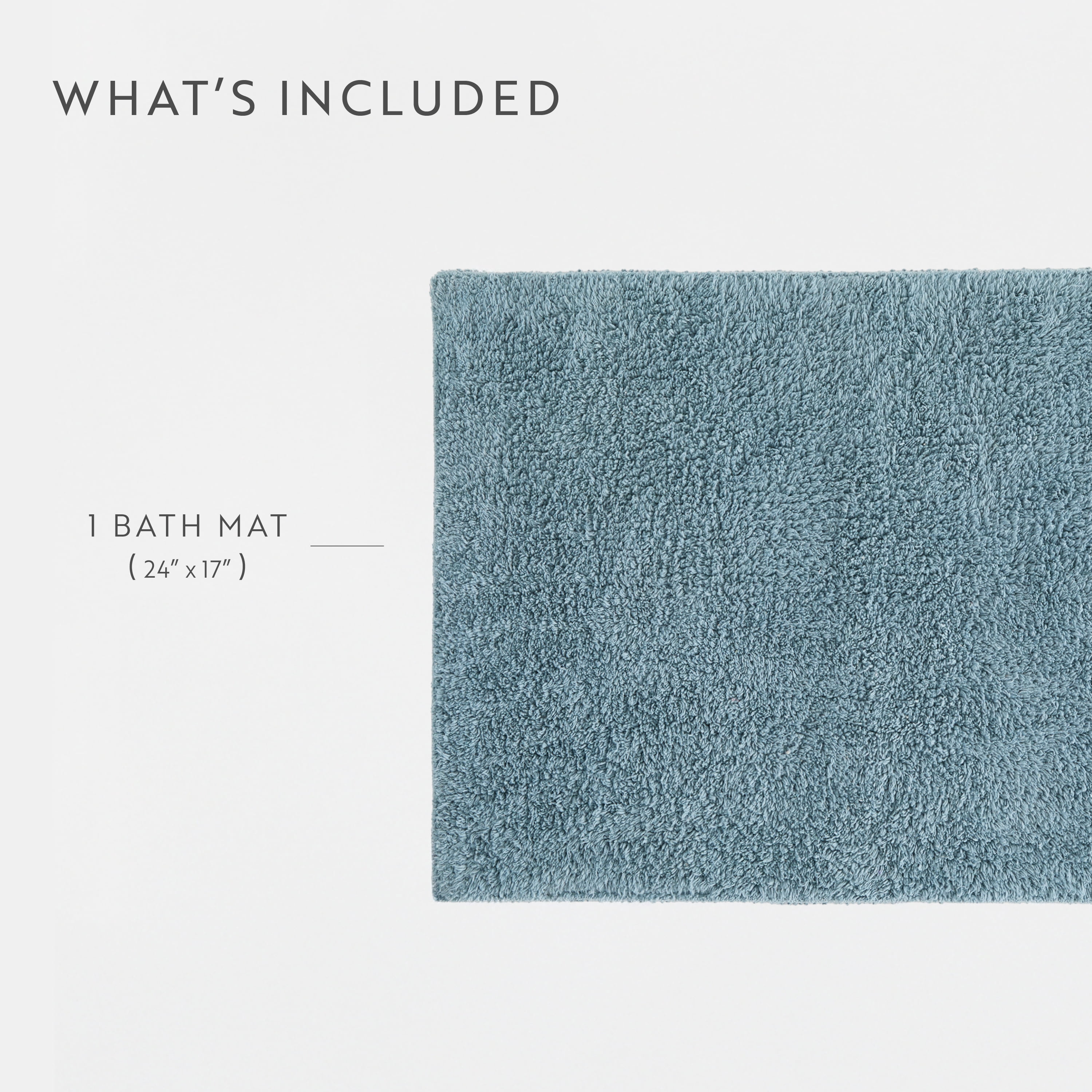 100% Cotton Reversible Solid Bath Mat by Comfort Canopy, Light Blue, 24" x 17"