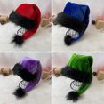 thumbnail image 2 of Gorro de Papá Noel de peluche para niños y adultos, borde negro, gorro navideño, gorro de Navidad, alta calidad, decoración de fiesta, Halloween, 75 cm, 2 of 5