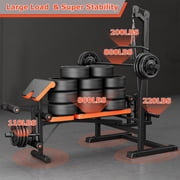 GIKPAL 800lbs 10-in-1 Multi-Function Adjustable Weight Bench Press Set with Row Machine & Lat Pull Down,Full Body Strength Training Workout Bench Exercise Equipment with Leg Developer, Preacher Curl