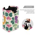thumbnail image 3 of Yayeee Freestanding Laundry Hamper with Handle Collapsible Large Storage Basket for Clothes, Purple Clover Pattern, 3 of 7