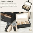 thumbnail image 3 of 4-Tier Jewelry Box Lockable Leather Jewelry Storage Case Organizer with 3 Drawers for Women Girls Ring Necklace Earring Bracelet Watches Holder with Mirror, 3 of 13