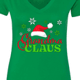 thumbnail image 4 of Inktastic Grandma Claus with Christmas Santa Hat and Snowflakes Women's V-Neck T-Shirt, 4 of 5