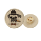 thumbnail image 1 of Broche de oro metálico circular Unbranded Ilustración de perro con sombrero y cigarrillo, 1 of 3