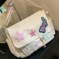 thumbnail image 6 of Yucurem Women Cute Messenger Bag Star Letter Applique Canvas For Teens Students (White) Fashion shoulder bag (White), 6 of 10