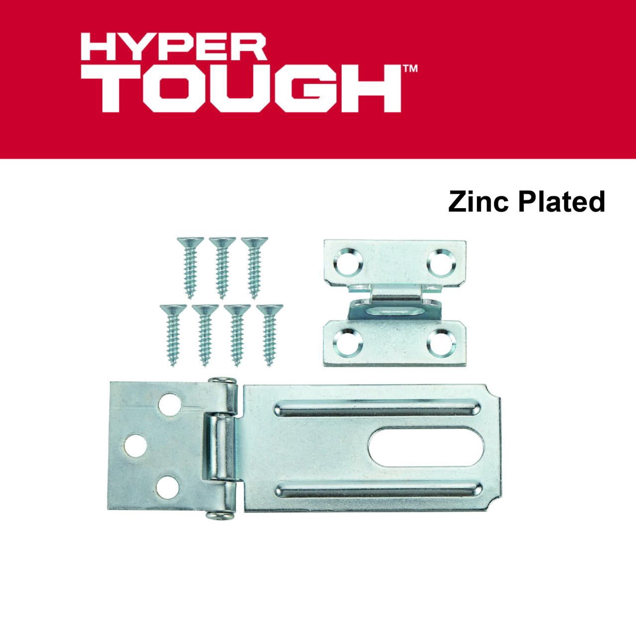 (2 pack) Hyper Tough 3.5 in. Horizontal Staple Safety Hasp, Zinc Plated