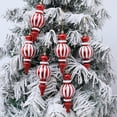 thumbnail image 3 of Dserfhy 2 Pcs 7 Inch Finial Drop Christmas Tree Ornaments Red White Gourd Shape Hanging Ornaments Shatterproof Plastic Finial Pendant for Holiday Party Decor, 3 of 8
