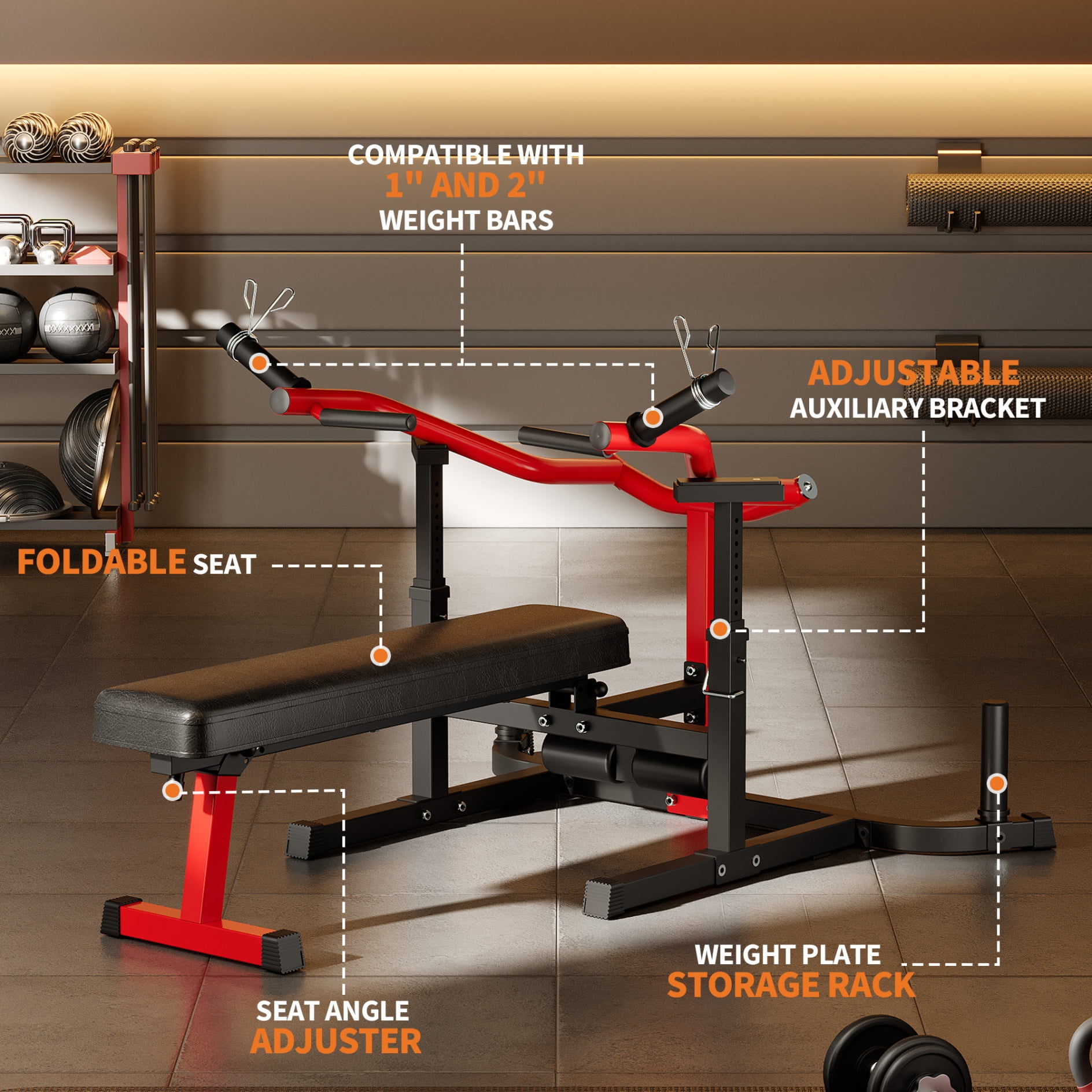 JoanKaren 4-in-1 Bench Press Machine,1250lbs Chest Press Machine with Independent Converging Arms,Flat Incline Bench