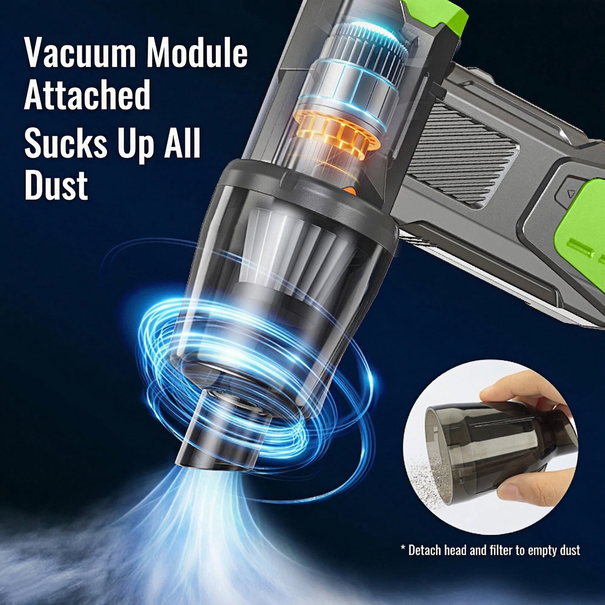Asoricing Compressed Air Duster with Flashlight, 130,000RPM Powerful Electric Air Duster Blower Rechargeable with Brushless Motor, 4-Gear Adjustable Mini Air Blower Cordless, Green