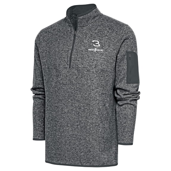 Men's Antigua Heather Gray Austin Dillon Fortune Quarter-Zip Pullover Jacket
