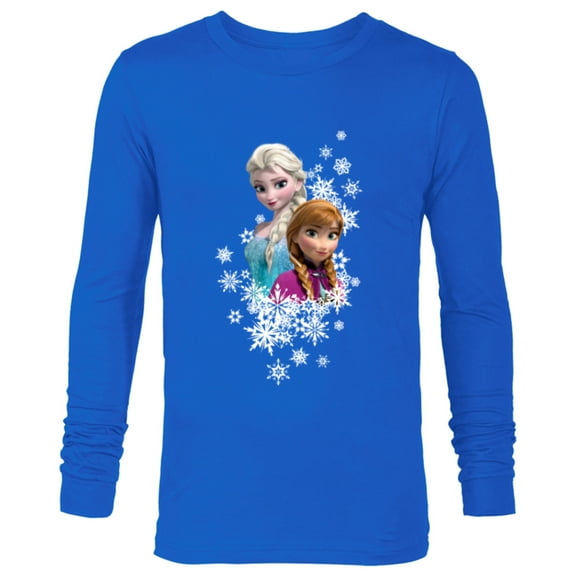 Disney Frozen Anna and Elsa Snowflakes - Long Sleeve T-Shirt for Men- Customized-Royal