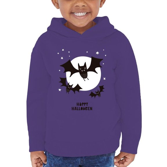 Bats W Moon Happy Halloween Hoodie Toddler -Image by Shutterstock, 2 Toddler