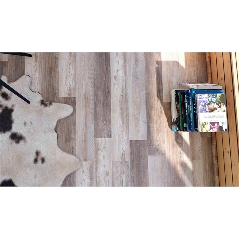 East West Furniture CA-47EC11 Capitola SPC Vinyl Floor Tiles - 4mm x 7 in x 48 in with 20mil Wear Layer and I4F Click Locking EVA Backing Flooring Planks, 30 sqft/Case, Taupe Gray