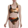thumbnail image 2 of Picia Animal Cat Women's High Waisted Bikini Scoop Neck Swimsuit Two Pieces Bathing Suit-Small, 2 of 8
