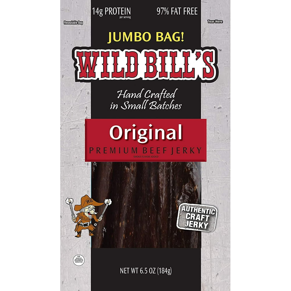 Wild Bill's Jumbo Bag Beef Jerky, Hickory Smoked, 6.5Ounce 2 Pack Bulk