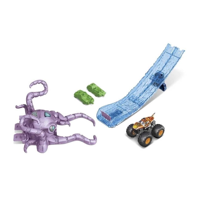 Pista de Juguete Hot Wheels Monster Trucks Amenaza del Pulpo Destructor
