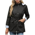 thumbnail image 2 of Ounisa Women Rain Jacket Lightweight Waterproof Raincoat Lined Outdoor Hooded Windbreaker Trench Coat, 2 of 4