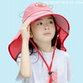 thumbnail image 3 of Miqool Sun Hats for Little/Big Kids UPF 50+ Breathable Wide Brim Bucket Hats Summer UV Protection Ponytail Beach Hat with Neck Flap, 3 of 6