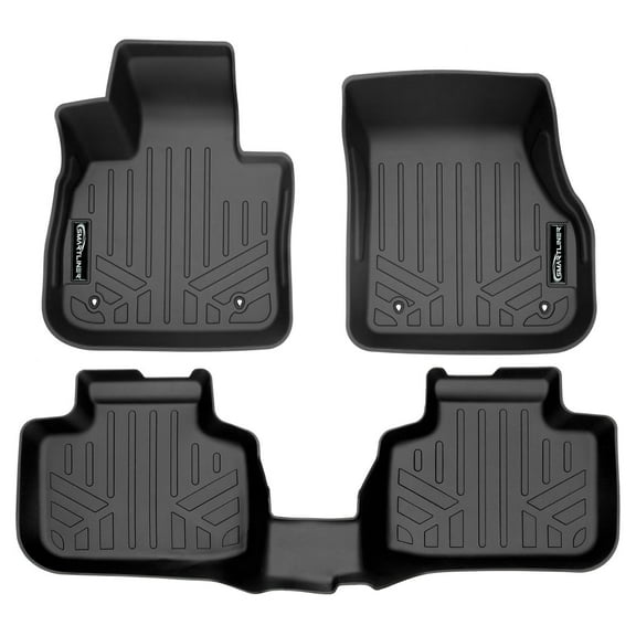 SMARTLINER All Weather Custom Fit Floor Mats 2 Row Liner Set Black Compatible With 2016-2022 BMW X1 / 2018-2022 BMW X2