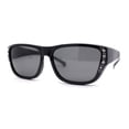 thumbnail image 2 of Womens Polarized Rhinestone 60mm Fit Over Rectangular OTG Fashion Sunglasses All Black, 2 of 4