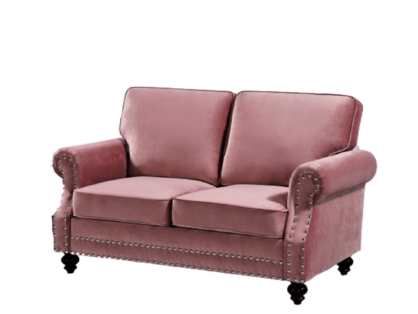 Uspridefurniture Feingold 61.4'' Velvet Rolled Arm Loveseat,Pink