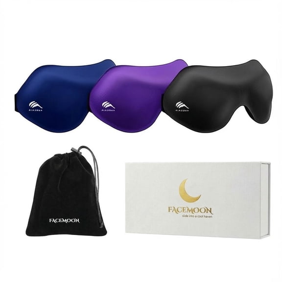 FACEMOON 99% Light Blocking Sleep Mask – 3 Pack, Zero Pressure 3D Comfort | Lash Extension Safe Design