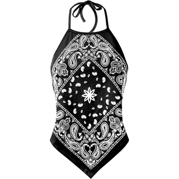 XBRW Women's Sexy Paisley Bandana/Tie dye Halter Top Shirt- Made in USA