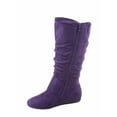 thumbnail image 3 of Bank-81 Women's Fashion Zipper Big Buckle Slouch Casual Flat Heel Mid Calf Round Toe Boots, 3 of 3