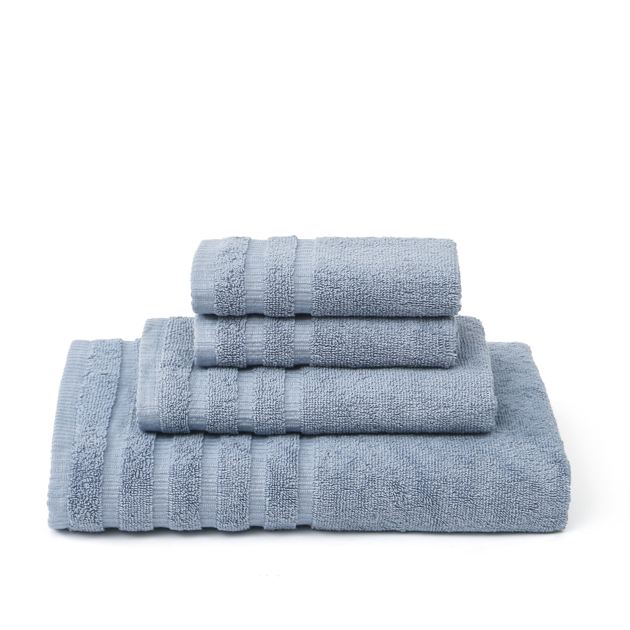 Modern Threads Oxford 6-Piece Yarn Dyed Adult Cotton Bath Towel Set, Blue