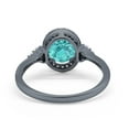 thumbnail image 3 of Halo Art Deco Oval Ring Black Tone Paraiba Tourmaline CZ 925 Sterling Silver Size 9, 3 of 6
