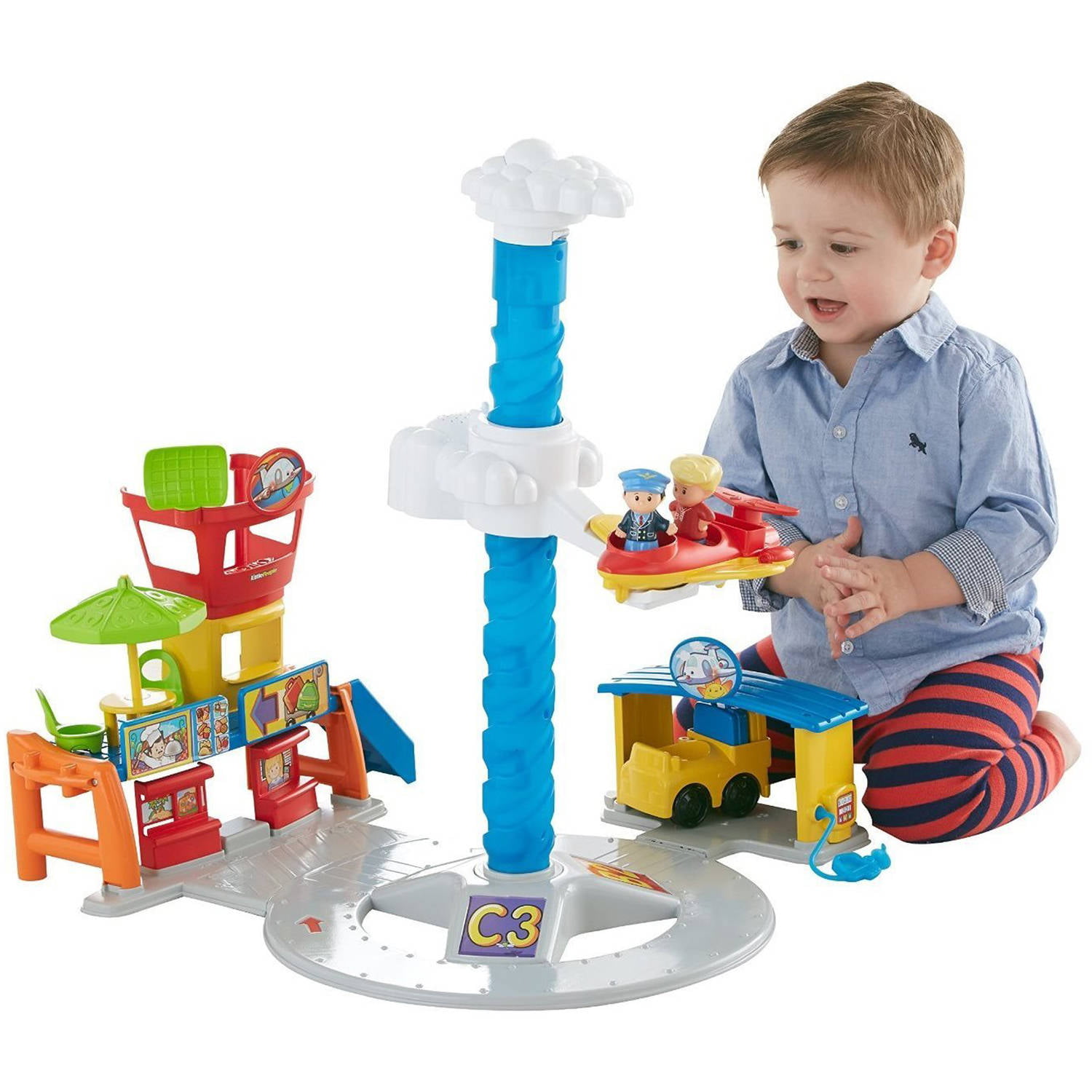 MIB Mattel Fisher Little People Spinnin' Sounds Airport CHF49 Toy Set for sale online 