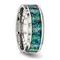 thumbnail image 4 of Auriga Stainless Steel Polished with Blue Imitation Opal Inlay 8 mm Band for Women Size 9, 4 of 6