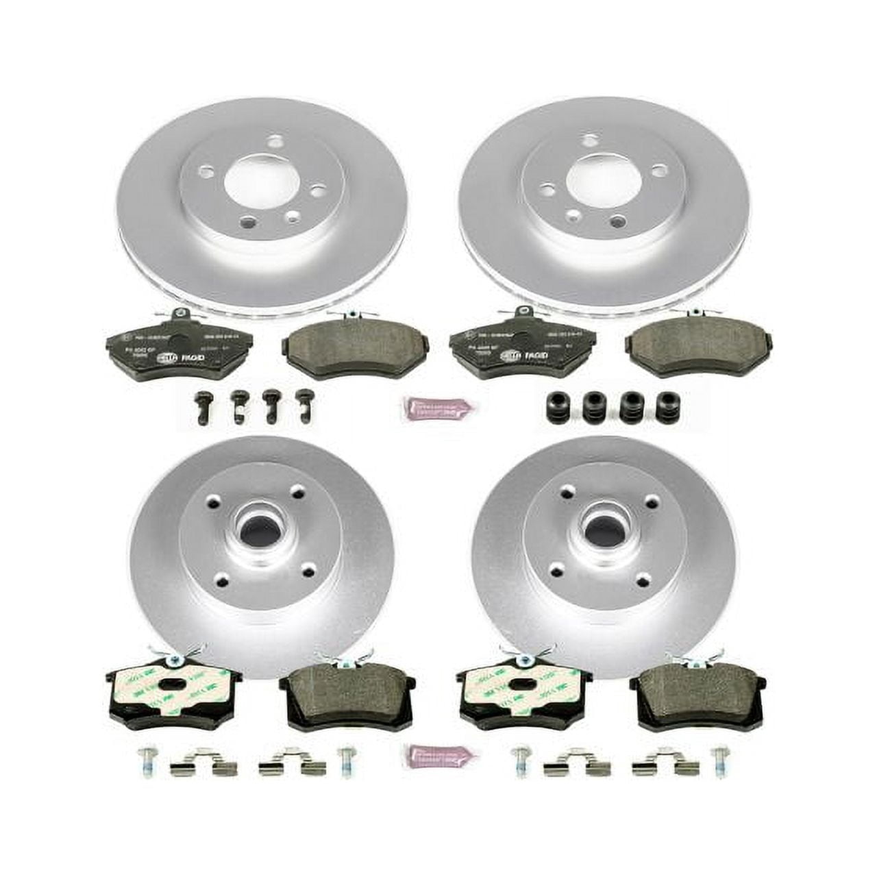 Power Stop Front and Rear Euro-Stop ECE-R90 Certified Brake Pad and Rotor Kit ESK375 Fits 1999 Volkswagen Jetta