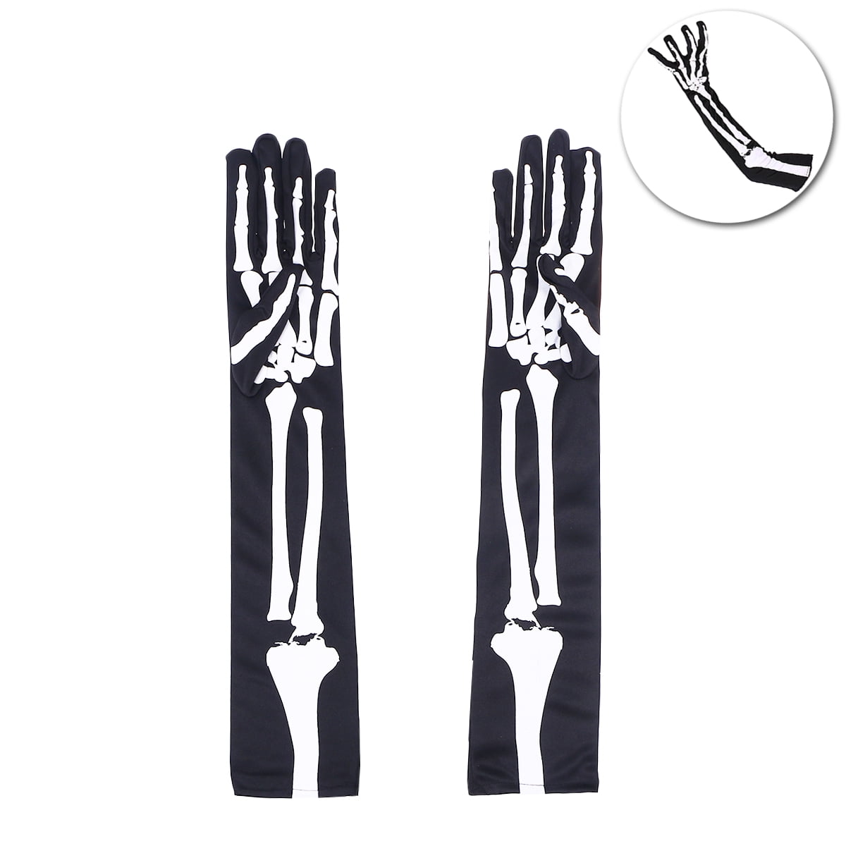 Homemaxs 1 Pair of Halloween Skeleton Gloves Long Arm Full Finger
