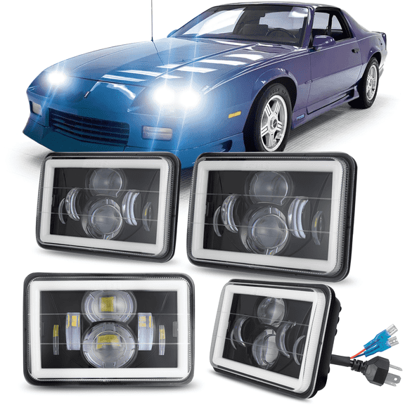 Fit Chevrolet Camaro Z28 1982 1983 1984 1985 1986-1992 4PCS 4x6" LED Headlights
