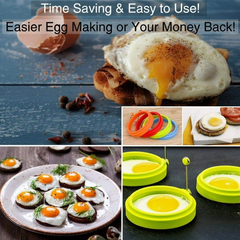 Silicone Egg Rings - Fried Egg Mold - Pancake Breakfast Sandwiches