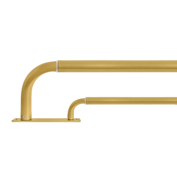 MERIVILLE 1" Double Wraparound Curtain Rod Set, Adjustable 84–120 Inches, Blackout Design, Royal Gold